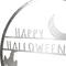 17" Silver Flying Witch Happy Halloween Wall Sign